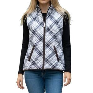 Karen Scott Blue Argyle Vest - Puffer with Pockets